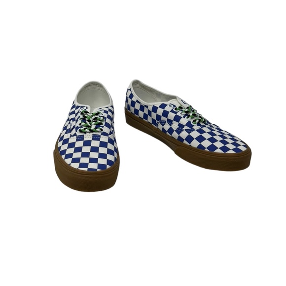 VANS Authentic Shoe Women Check Sneaker Skate Low Canvas Blue White VN0009PVY6Z - Picture 7 of 10